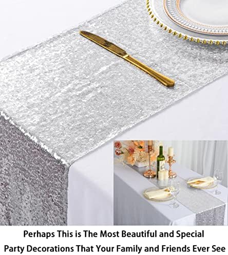 ShinyBeauty Tassel Silver Cleat Dresser ou corredor de mesa, decoração de eventos de casamento elegante de 12x72 polegadas