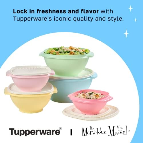 Coleção de Heritage Tupperware 10 peças Recipientes de armazenamento de alimentos definidos em cores vintage - lavadora de louça Safe & BPA grátis -