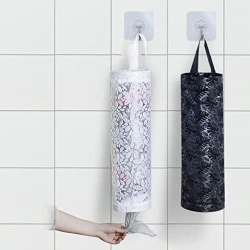 Porta de sacola de mercearia plástica de hemotão com gancho 2 conjuntos Padrão de flores Dispensadores de bolsa de