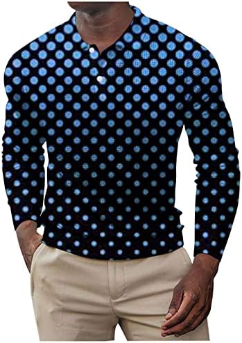Botão de camiseta de mangas compridas masculinas acima da lapela top