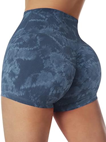 Omkagi sem costura frontal shorts femininos levantando bumbum de alta cintura de cintura de ginástica shorts de