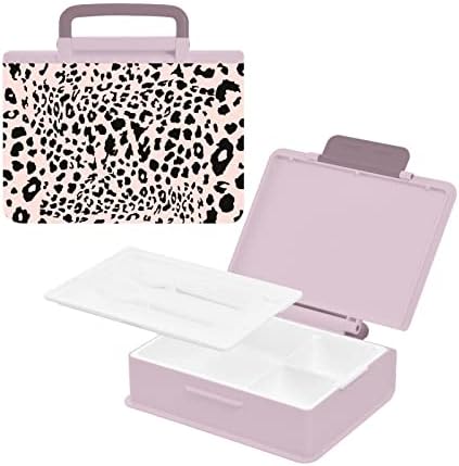 Alaza Leopard Cheetah Print Pink Bento lancheira BPA BPA Lunch Rechaners à prova de vazamento com garfo e colher, 1 peça