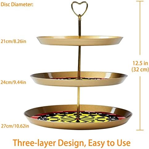 Torre de exibição de sobremesas de círculo preto amarelo de 3 bolo de camada, Torre de exibição de círculo, suporte de cupcake