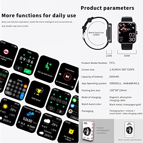 F57L Blood Glicose Monitorando Smartwatch, Relógio de Glicose Blood Glicose não invasivo, relógio de monitor de glicose no sangue, relógio inteligente de pressão arterial, Monitor de açúcar no sangue relógio Bluetooth smartwatch