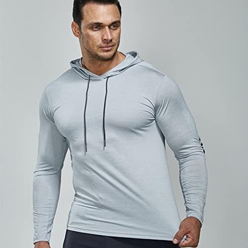Homens de manga longa compressão camisetas esportivas capuzes de fitness seco de fit fitness