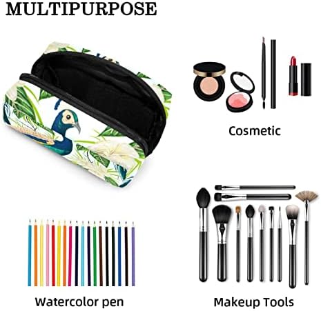 Bolsa de maquiagem inadequada, bolsa de cosméticos verdes de pavão portátil Tote portátil Travel Case Organizer Case Tools