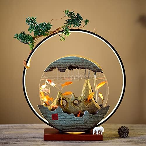 Renslat Culgação de água Mini peixe Criativo Tanque de aquário Rockery Modeling Office The Sitting Room Desktop Decoration Small Fish Tank