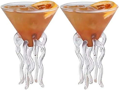 Useekril Octopus Martini Glass Conjunto de 2 Ferramentas de Calílet Creative Cocktan Drinkta