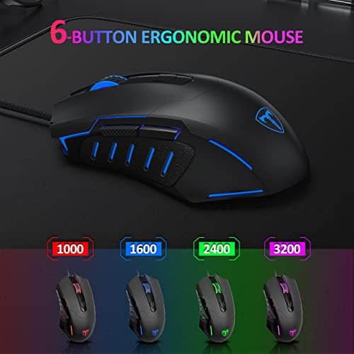 Seco de teclado e mouse de teclado e mouse com RGB com 8 teclas multimídia independentes, 25 teclas anti-ghosting, 6 botões ratos