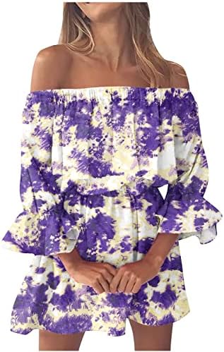 Vestidos de verão para mulheres 2023 praia sexy vestido de verão do ombro casual de manga de campainha solteira mini vestido de