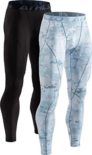Calças de compressão térmica de Athlio Men, calças justas atléticas e perneiras esportivas, fundo de camada de base de inverno