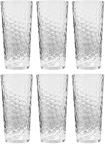 Koxin-Karlu Mixed Drinkwarware de 21 onças de copos de copo de copo de plástico com design martelado, conjunto de 6 transparentes