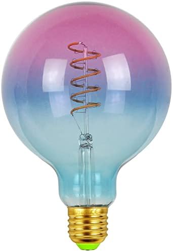 MAOTOPCOM G125 4W Globe Led Edison Lâmpada, 2700k Branco branco macio, 400 lm E27, 110-240V, lâmpada de filamento macio de vidro de gradiente azul rosa, 1 pacote