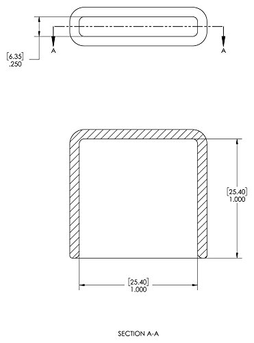 CAPLUGS 99190535 Tampa de acabamento retangular de plástico com aperto de extremidade plana. VRF-2550x1000-16, vinil, comprimento 1.000 id 1.000, preto