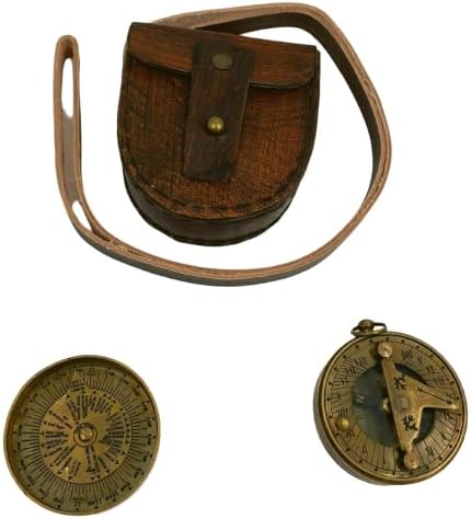 Compass em bronze bronze bússola vintage Dollond London London Náutico Antigo Compass em couro para caminhada Tool de sobrevivência