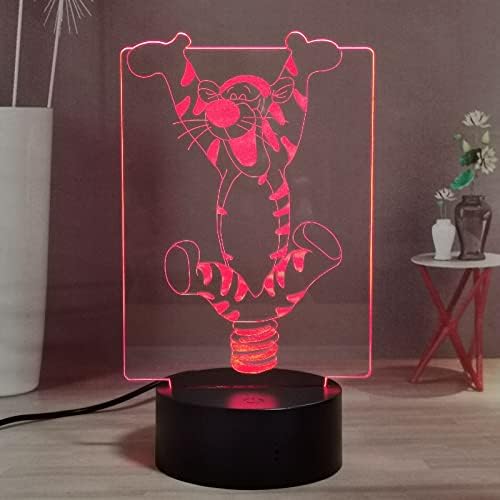Laysinly Tigger Anime Night Light, Winnie Bear 3D Night Light Led Led Caba Lamp para o quarto, lâmpada de mesa usuária de USB, lâmpada