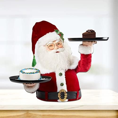 Kuyyfds, Christmas Treats Holder Resin Santa segurando bandeja de bandeja Stand Stand Stand Decor de mesa para a festa do Papai Noel