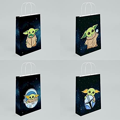 GoParty 16 PCs Bolsas de presente para sacolas Yoda Goodie, sacolas de brindes alienígenas fofos, Mandalorian Birthday Birthday Party