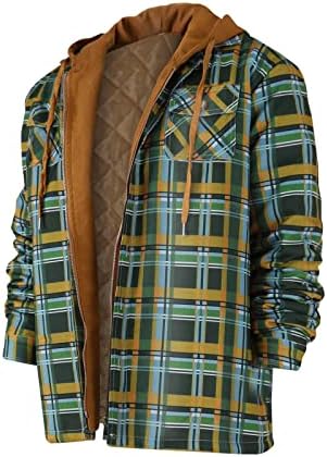 Ymosrh mass de moletons moletons de botão para baixo camisa xadrez Adicionar veludo para manter jaqueta quente com capuz para homens