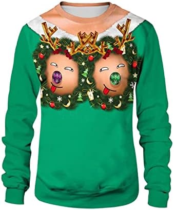 CJHDYM FUNLOMENTE FUNLOTIVO 3D Pullover impresso Tosp, suéter de Natal feio, camiseta de camiseta de gola alta das mangas compridas do casal
