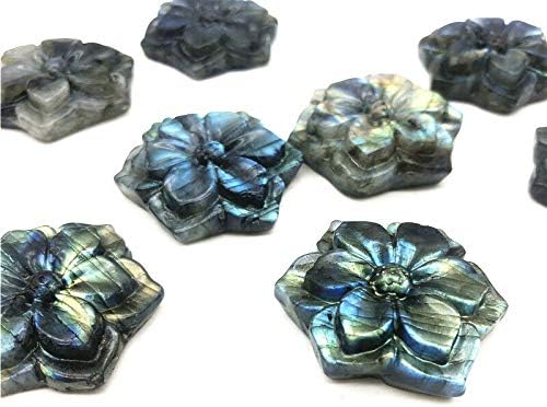 Seewoode ag216 1pc Labradorita natural Bauhinia Pedras de flores de cristal em forma de Bauhinia Decoração de Cura esculpida à mão Pedras e minerais presentes