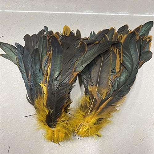 Pumcraft Feather for Craft Beautiful 100pcs Galo de galo de ouro de 20-25 cm de 8 a 10 polegadas Acessórios artesanais Celebração Home Feathers para artesanato-100pcs