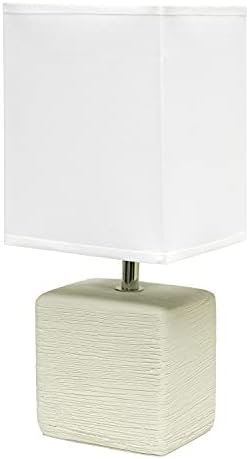 Designs simples lt2072-off Petite Faux Stone Pedra Lamp com tom de tecido, fora de branco com sombra branca