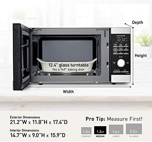 Panasonic nn-sd67ls 1100w com sensor genial cozinheiro e degelo de degelo automático forno de microondas, 1,3 cu ft, aço inoxidável