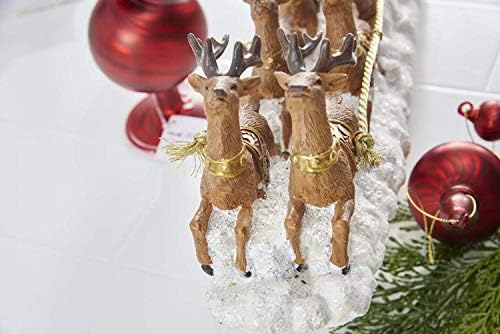 K&K Interiors 53089A Resina de 25 polegadas Santa em Gold Sleigh W/3 Deer