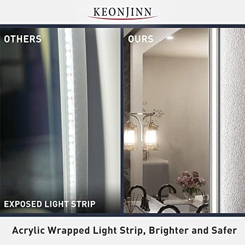 Keonjinn 36 x 36 polegadas iluminada espelho de banheiro LED Mirror iluminado LED Mirror de 3 cores quente/natural/branco alto lúmens