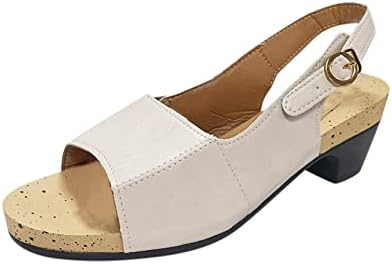 Sapatos de cunha AAYOMET para sandálias femininas, sandálias Mulheres Vintage Block Sapatos de calcanhar Comfortar sandálias abertas