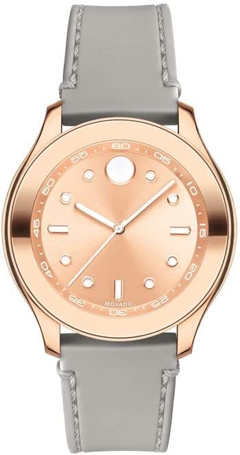 Movado Bold 3600718 Dial de ouro rosa Cinza Silicone Strap Relógio de tendência de 38 mm feminino