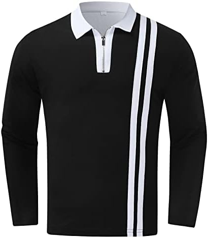 Camisas de pólo masculinas Manga longa Casual Casual Camiseta de golfe Fake de duas peças de colorido de coloração de colarinho de colarinho atlético