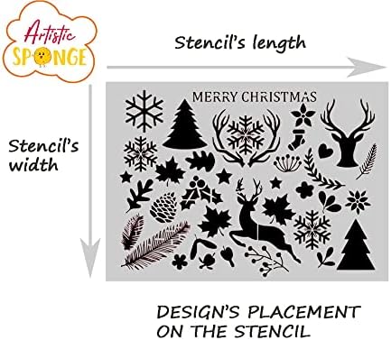 Conjunto de Feliz Natal Rena Holly Stencil A5 A4 A3 e Vários tamanhos