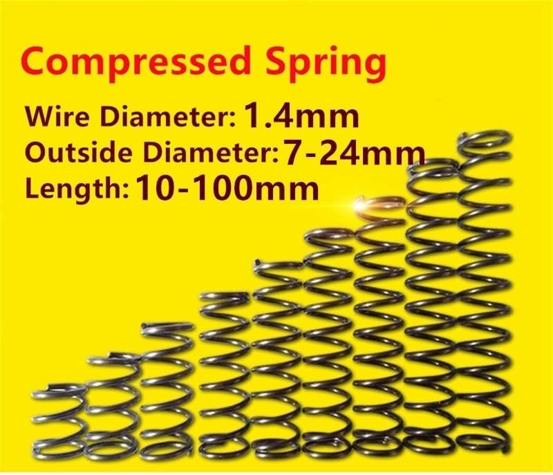 Fio de 10pcs Dia 1.4mm 65mn Bobina cilídica compressão Micro Small Spring Retorno Pressão Compressa Comprimento da mola