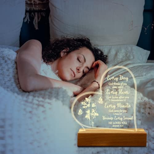 Hiipeenow Christian Gifts for Women, Luz noturna gravada acrílica 15 * 19cm, Presentes inspiradores do Dia das Mães com