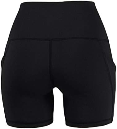 Shorts de ioga para mulheres magras de cintura alta levantando shorts ativos shorts Slim Fit Solid com bolsos shorts de exercícios