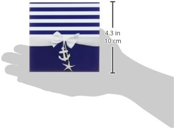 3drose náutico azul marinho e branco listras-2d arco de fita gráfico e âncora impressa e encharms de estrela do mar, conjunto