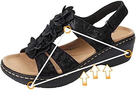 Sandálias de verão para mulheres, senhoras flor sandálias ruched com arco apoio adolescente gancho e loop romano slides