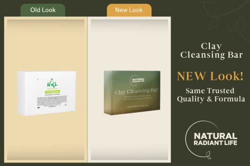 NRL Life Radiante Naturais Barra de sabão de argila orgânica - Limpeza de lavagem facial e corporal, com argila mineral