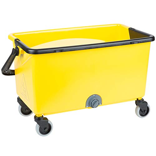 Bucket de esfregão comercial da Rubbermaid, balde de esfregão com Wringer on Wheels, produtos amarelos e comerciais de 18