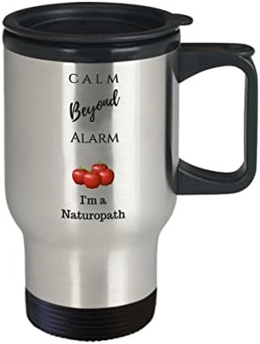 Funny Travel Caneca - Calm Beyond Alarm I'm a Naturopath Travel Caneca - Canecas Funny Travel for Naturopaths - Canecas de viagem para romances para Naturopaths - Funny Quote Travel Caneca