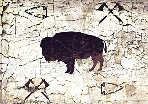 Estêncil tribal nativo americano indiano búfalo Arrowhead Best Vinyl Large Bison Art Stencils para pintar em tela, parede, madeira -multipack White