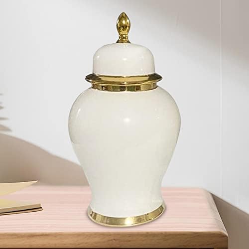 MilageTo Ceramic Ginger Jar Ornament Handicraft Floral Storage Jar com vaso de cerâmica do organizador da tampa para coleta de decoração
