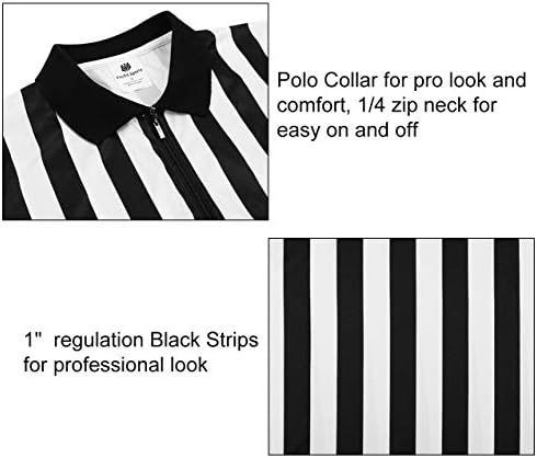 FITST4 Official masculino Black & White Stripe Arbéreu Camisa Zipper Caso Coloque Jersey Costume Pro Ref Uniform