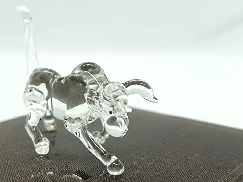 Figuras em miniatura de Bull Sansukjai Animais Mão soprada Arte de vidro transparente Presente colecionável Decorar, claro