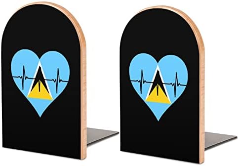 Love Saint Lucia Livro de batimentos cardíacos termina para prateleiras Livros de madeira de madeira Titular do livro
