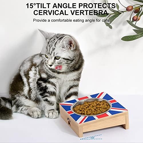 A tigela da Union Jack Cat, a tigela de estimação aumentada, protege a coluna do animal de estimação e deixa os gatos confortáveis ​​anti-vomitantes