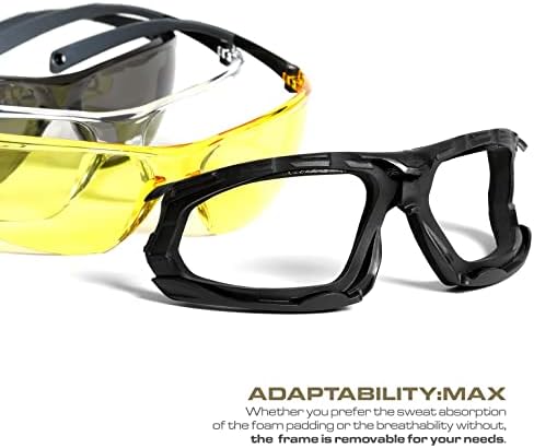 Estação de luvas Max Optic MAX - Eyewear de proteção anti -fog para homens - óculos de segurança com 3 opções de lente
