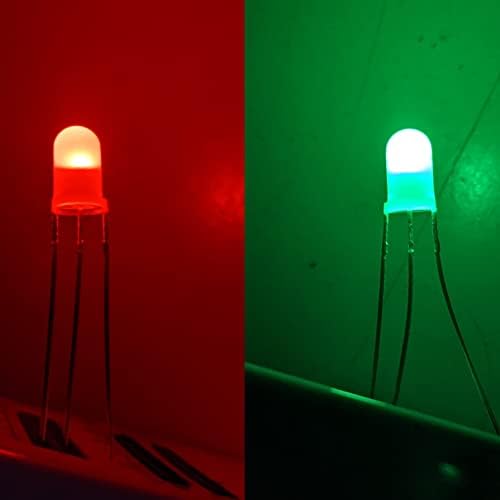 Ex Electronix Express 100 pacote Bi-Color Red/Verde LED difuso, 3 pinos, 5 mm de largura × 9mm de altura, T-1 3/4, HLMP-4000